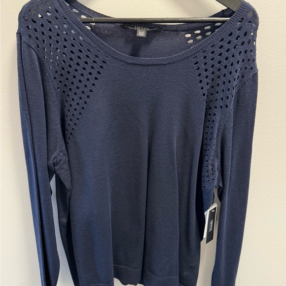 Isaac Mizrahi Navy Blue Pullover Sweater Crewneck - Picture 2 of 6